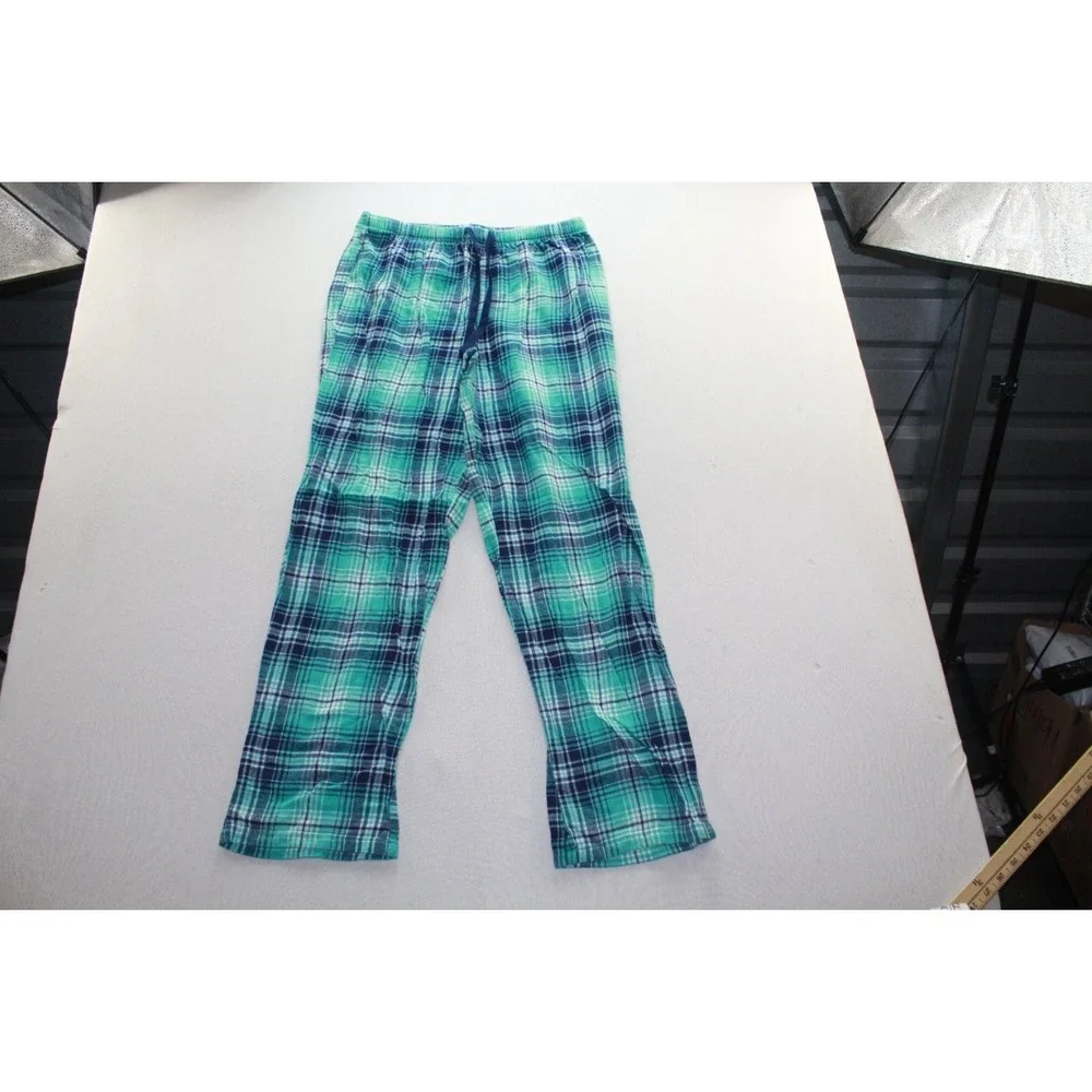 Unbranded Pajama Pants Mens 40 Teal Navy Excellent Plaid Lounge Sleepwear